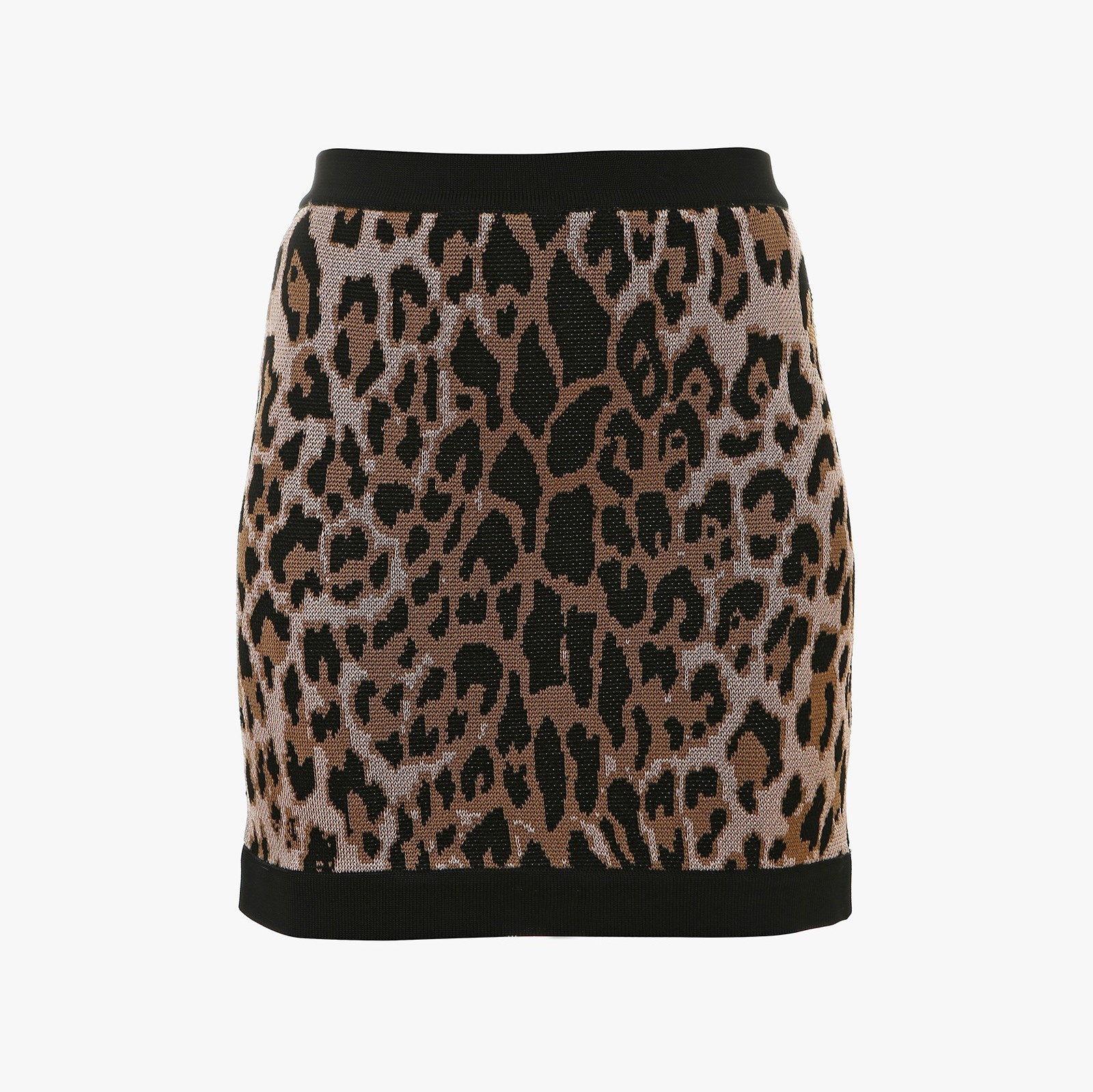 Balmain Leopard-Print Knitted Mini-Skirt